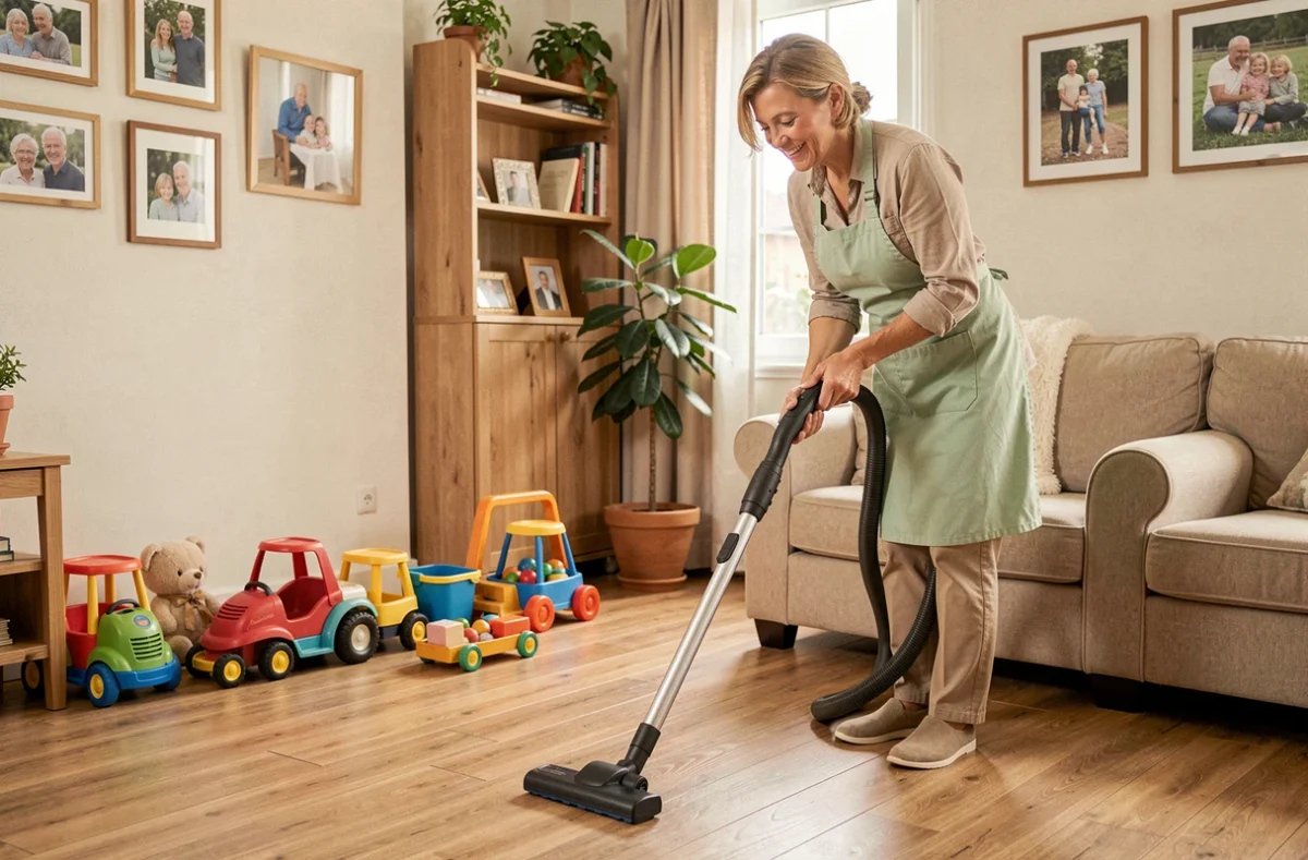 Service de ménage Actifs Seniors Familles dans un intérieur familial chaleureux