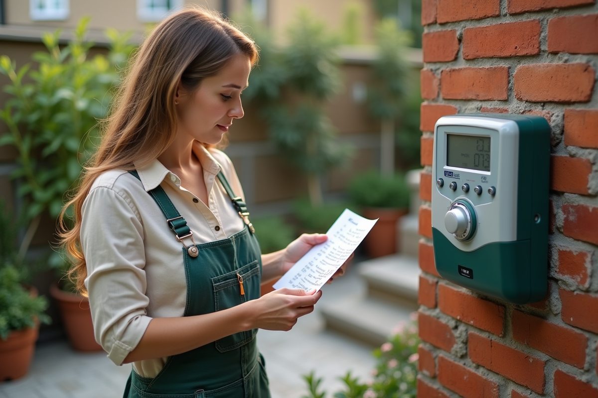 Femme tenant des piles neuves près d