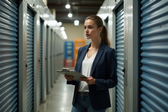 Jeune femme professionnelle en réunion de gestion de location