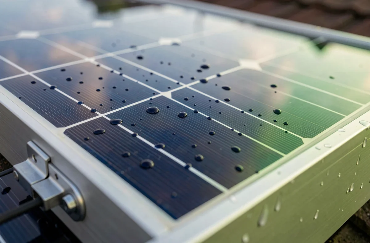 Gros plan sur la surface d'un panneau solaire monocristallin avec détails des cellules photovoltaïques